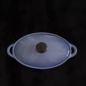 Blue Oval Ceramic Casserole Dish with Lid